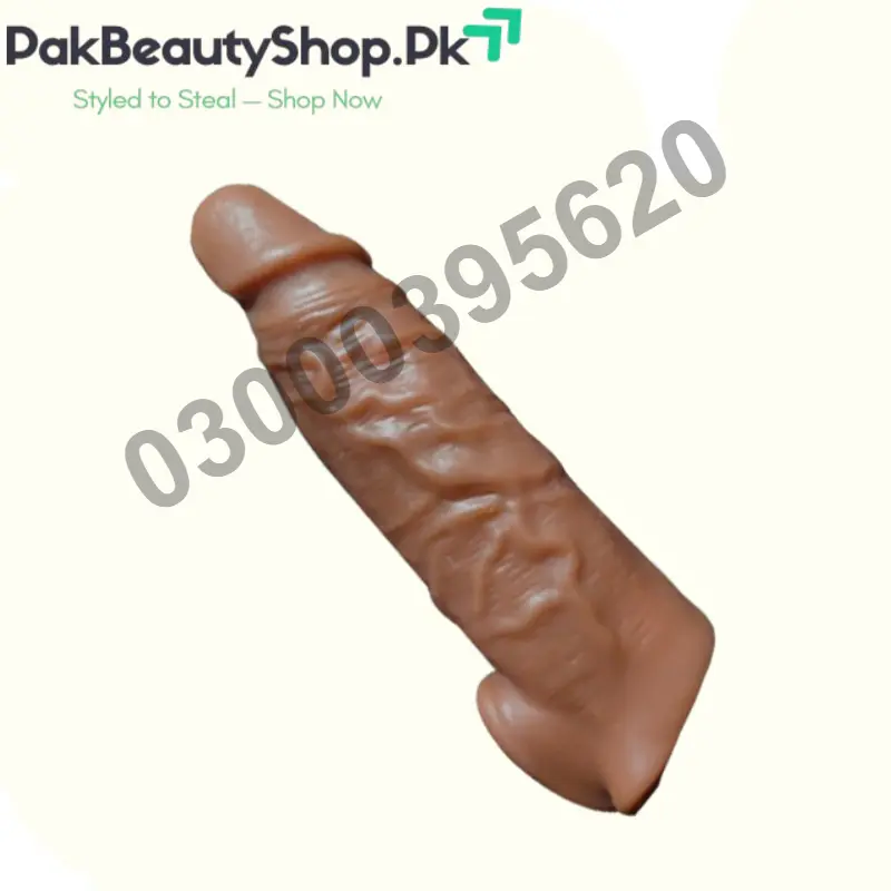 6.5 Inch Double Hole Realistic Penis Sleeve 2 Dark Brown Sleeve Toy In Pakistan