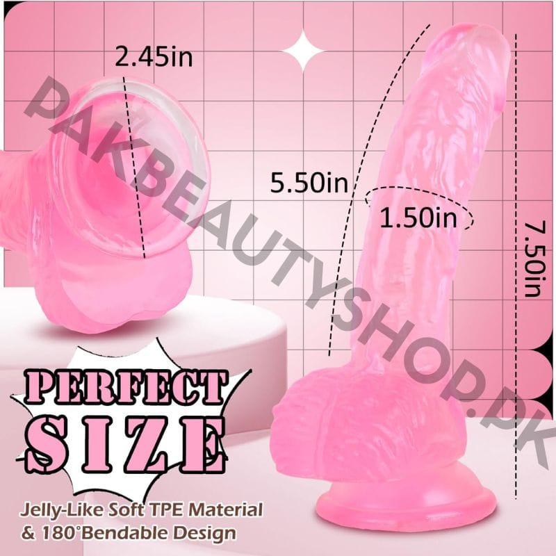 7 Inch Soft Pink Dildo | Realistic Silicone Toy 2 7 Inch Soft Pink Dildo | Realistic Silicone Toy